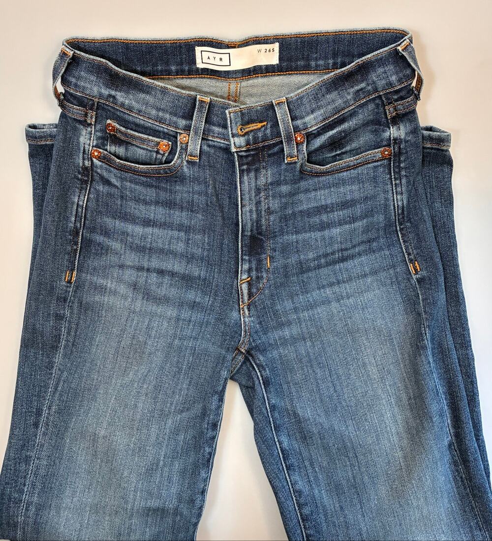 AYR The Pop High Rise Straight Leg Jeans 26S Medium Wash Made in USA